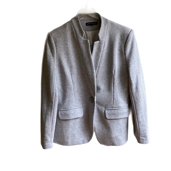 Gibsonlook Notch Collar Blazer Size L Gray Knit Single Button Office Preppy Work - Picture 6 of 12